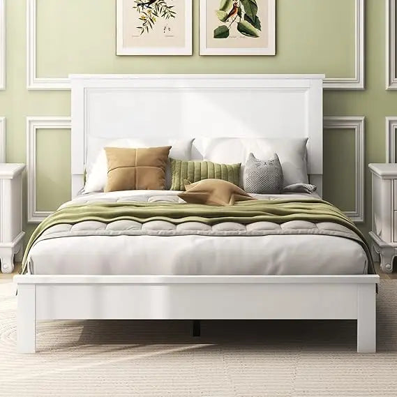 Giantex Mid-Century Full Platform Bed Frame with Headboard