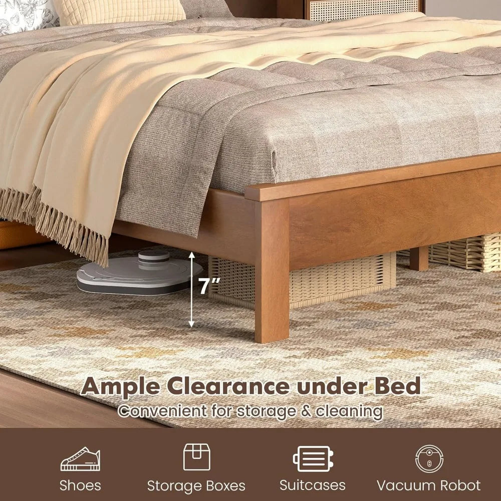 Giantex Mid-Century Full Platform Bed Frame with Headboard