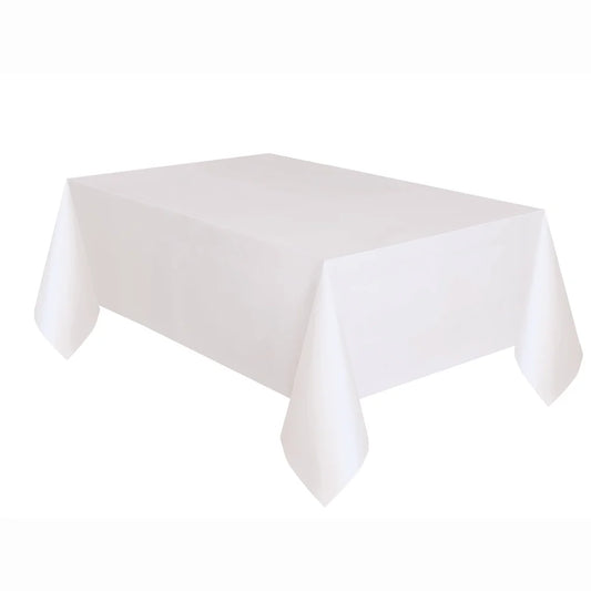 Plastic Disposable Tablecloth 108" x 54" – White Party Cover