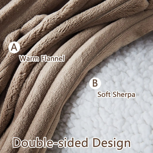 Sherpa Fleece Throw Blanket – Reversible Soft Plush