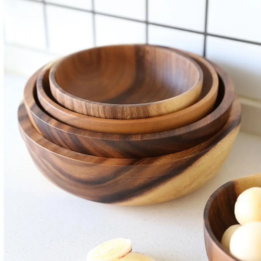 Eco-Friendly Wooden Salad & Soup Bowl