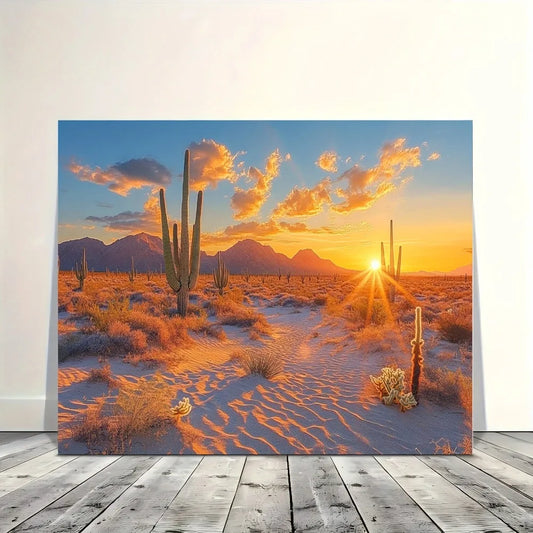 Sunset Desert Cactus Canvas Wall Art – 1.5" Pine Frame