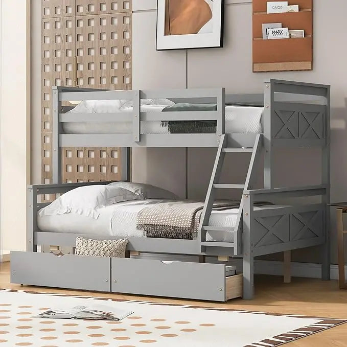 Merax Twin Over Full Bunk Bed with Storage