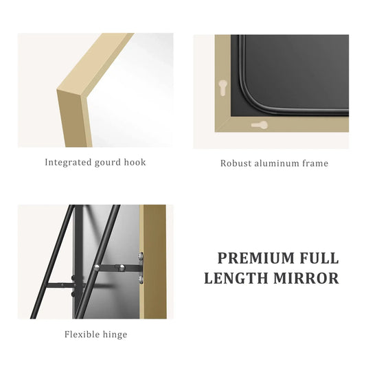 Arched Full Length Mirror 64"x21" – Gold Frame