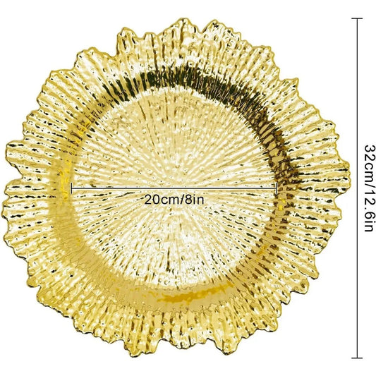 Antique 13" Charger Plates Set of 24 – Floral Embossed Plastic Dinner Plates
