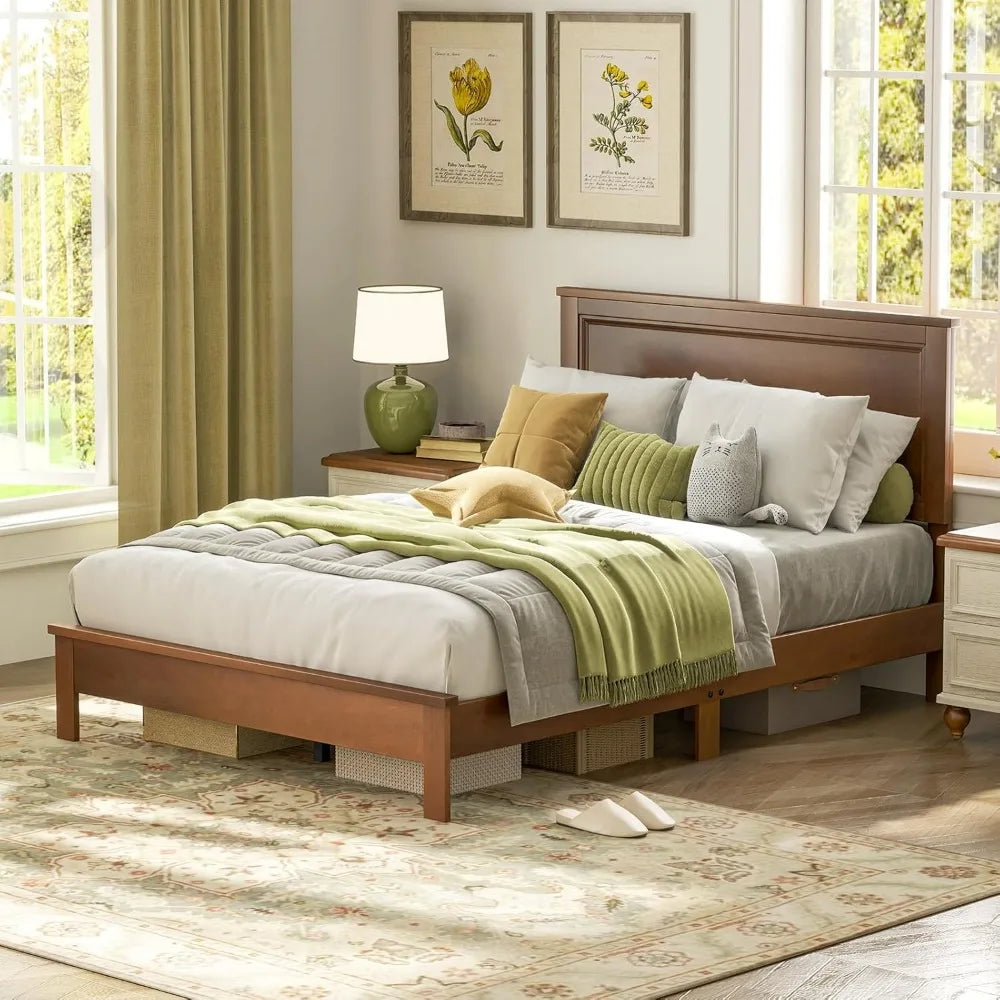 Giantex Mid-Century Full Platform Bed Frame with Headboard