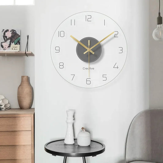 30CM Modern Clear Glass Wall Clock