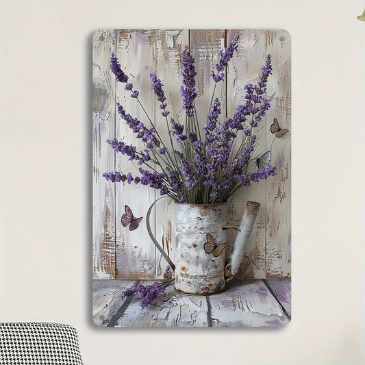 Lavender & Butterfly Iron Wall Art Sign – 8x12"