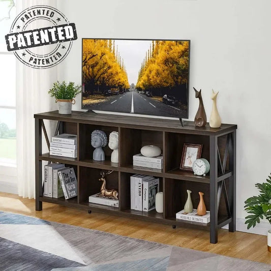 FATORRI 8-Cube Rustic Wood Bookshelf, 62"