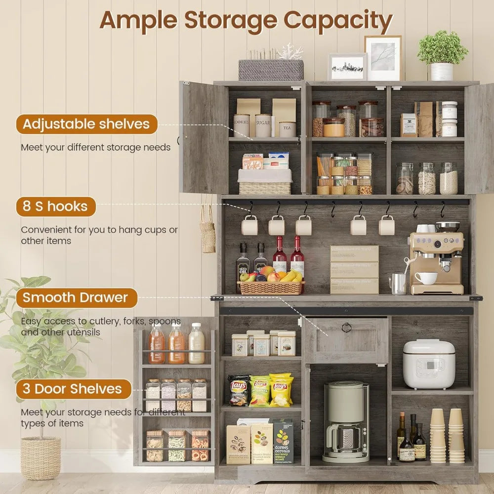 Farmhouse Kitchen Pantry Cabinet with Sliding Barn Doors