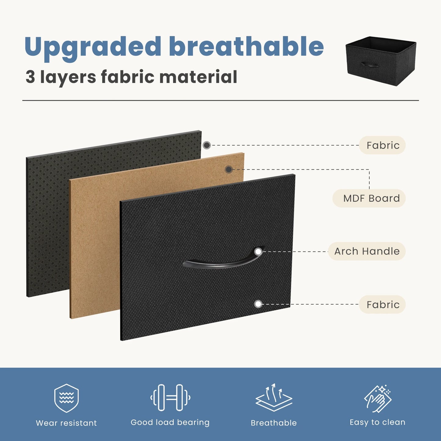 JHK 7-Drawer Fabric Dresser