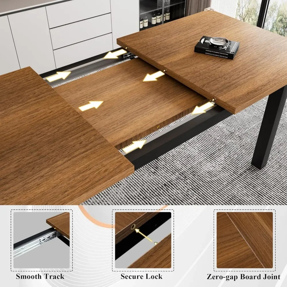 5-Piece Extendable Dining Table Set with Metal Frame