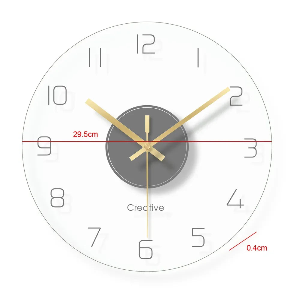 30CM Modern Clear Glass Wall Clock