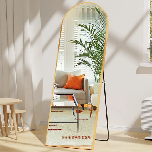 Arched Full Length Mirror 64"x21" – Gold Frame