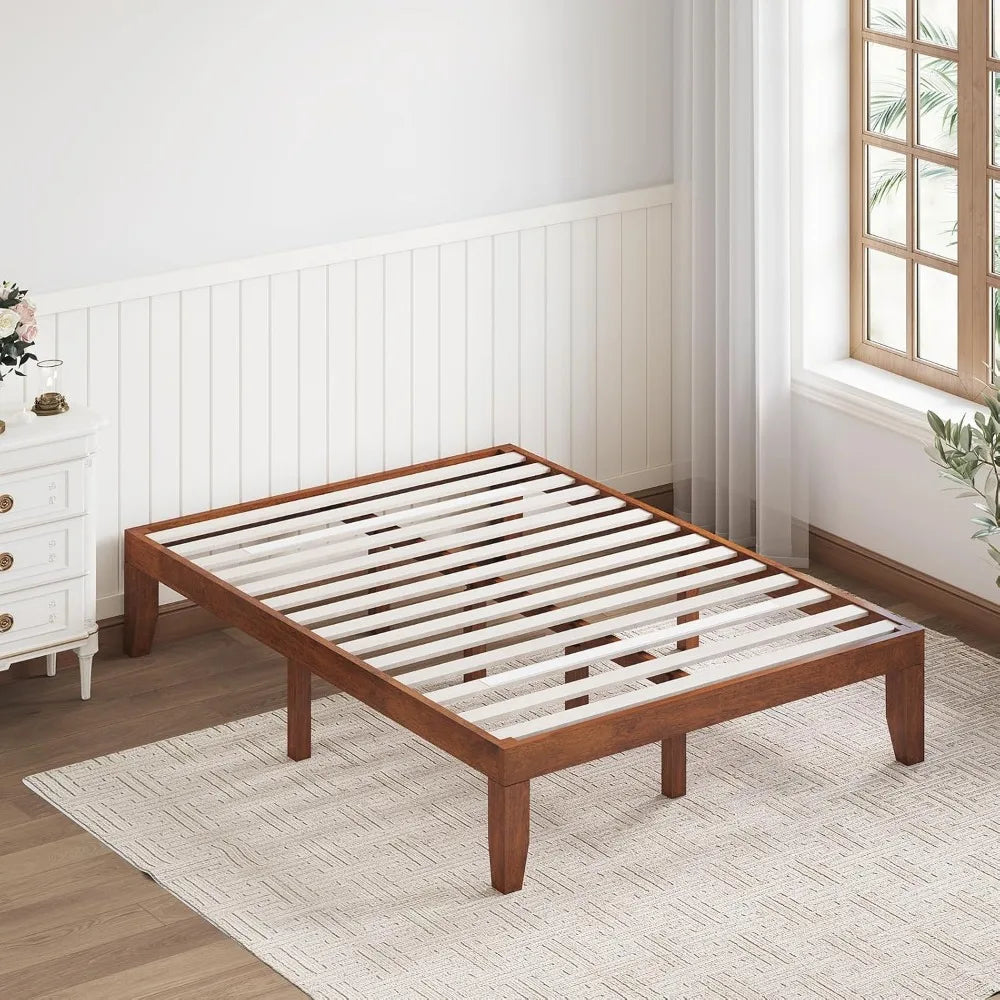 Giantex 14" Full Platform Bed Frame – Solid Wood, Minimalist