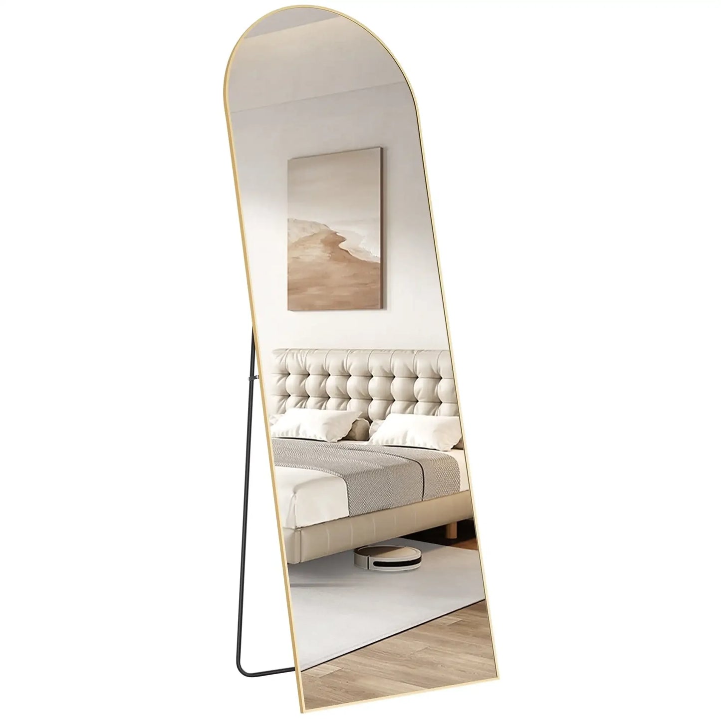 Arched Full Length Mirror 64"x21" – Gold Frame