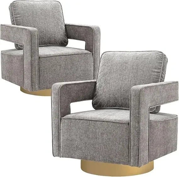 Modern Boucle Swivel Barrel Chairs Set of 2