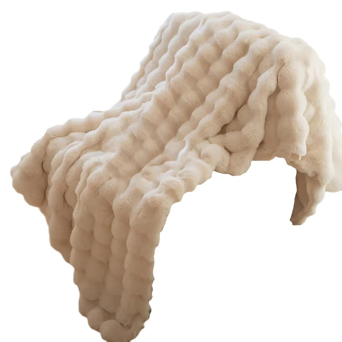 Toscana Rabbit Fur Blanket with Double-Sided Fleece