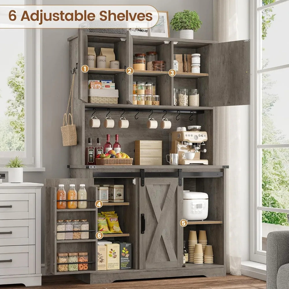 Farmhouse Kitchen Pantry Cabinet with Sliding Barn Doors