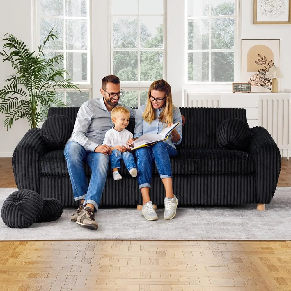 84.6" Corduroy Modern Loveseat Sofa with Pillows