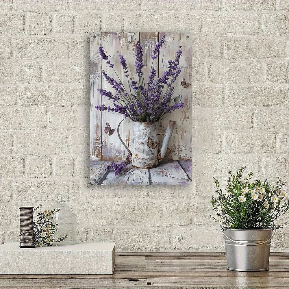 Lavender & Butterfly Iron Wall Art Sign – 8x12"