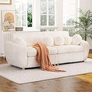 84.6" Corduroy Modern Loveseat Sofa with Pillows