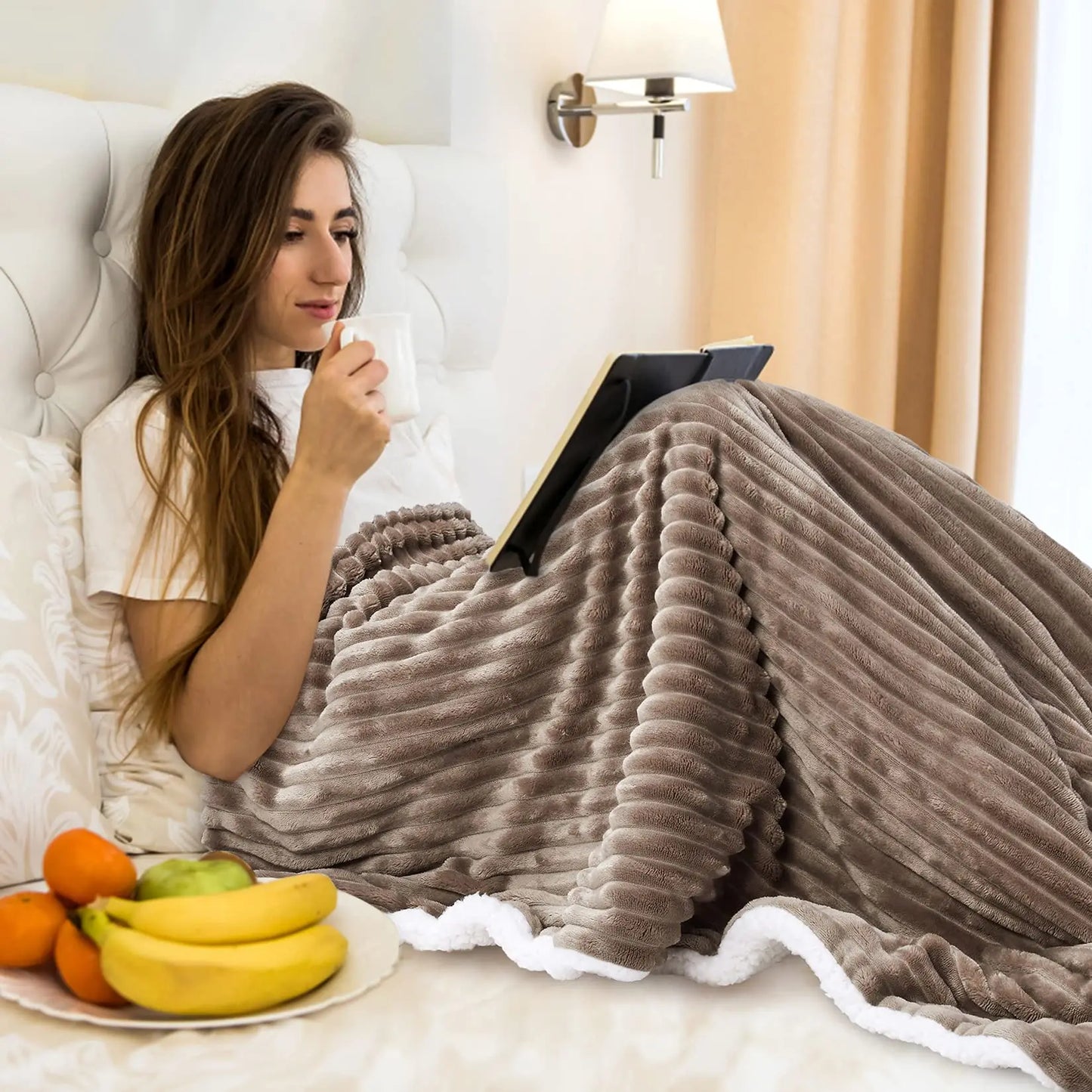Sherpa Fleece Throw Blanket – Reversible Soft Plush
