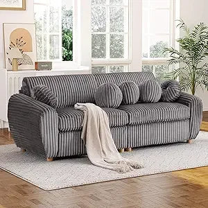 84.6" Corduroy Modern Loveseat Sofa with Pillows