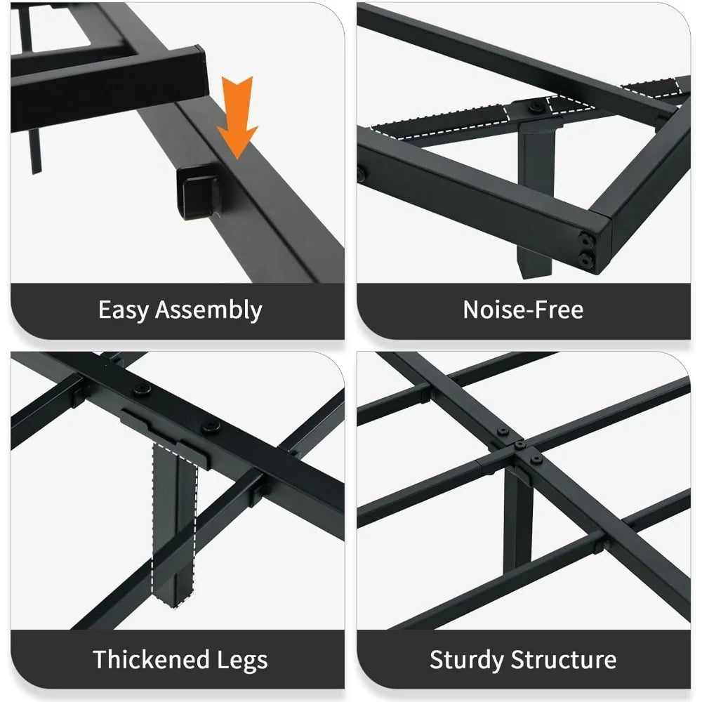 Full Size LED Metal Bed Frame – No Box Spring Needed