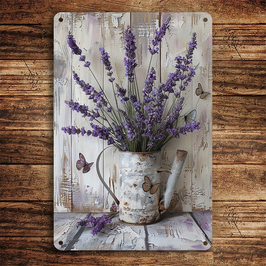 Lavender & Butterfly Iron Wall Art Sign – 8x12"