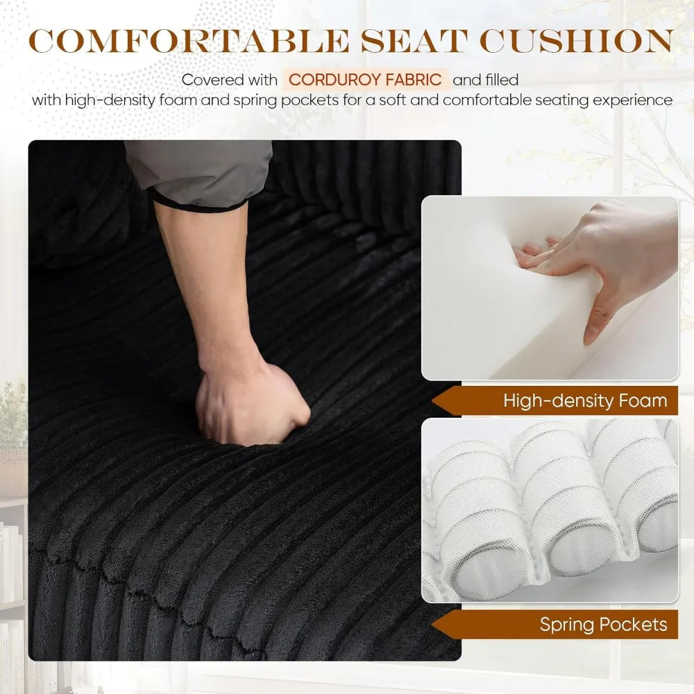 84.6" Corduroy Modern Loveseat Sofa with Pillows