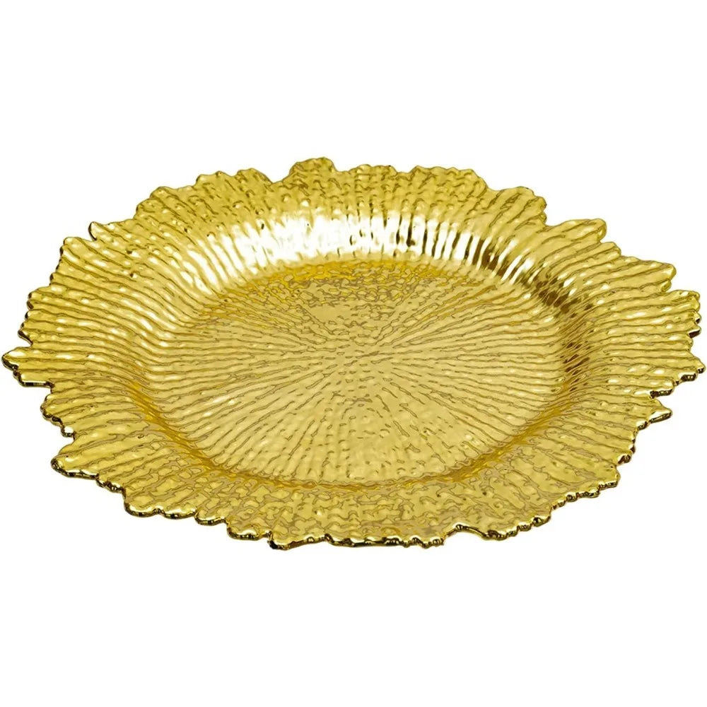 Antique 13" Charger Plates Set of 24 – Floral Embossed Plastic Dinner Plates