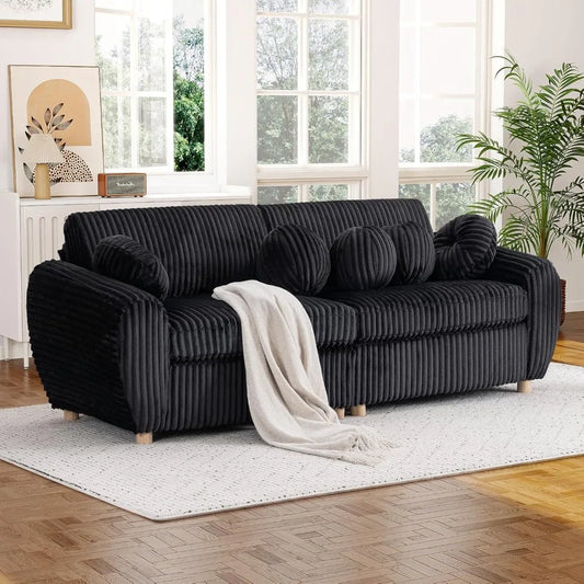 84.6" Corduroy Modern Loveseat Sofa with Pillows