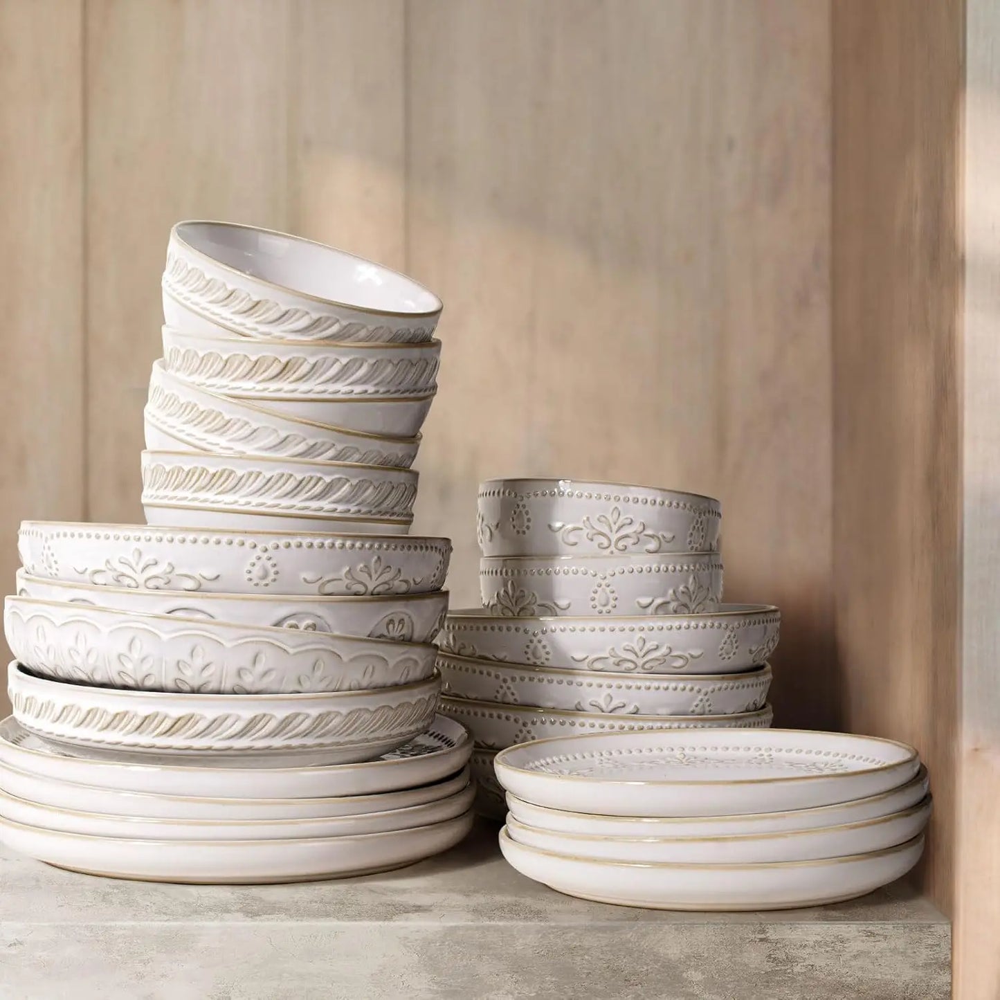 50oz Large White Ceramic Pasta & Salad Bowls – Set of 4
