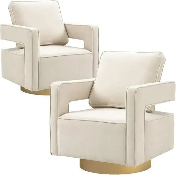 Modern Boucle Swivel Barrel Chairs Set of 2