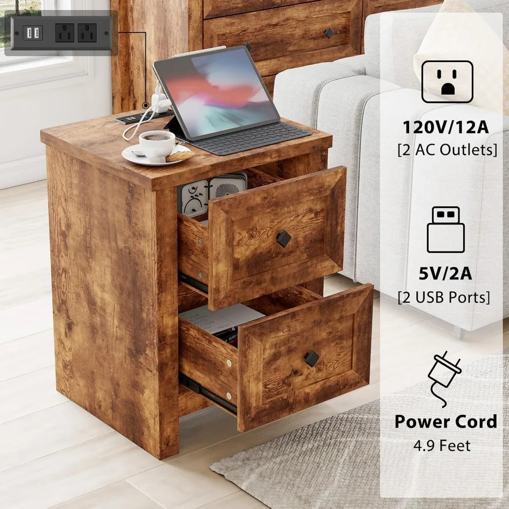 3-Piece Bedroom Dresser & Nightstand Set with Charging Station