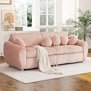 84.6" Corduroy Modern Loveseat Sofa with Pillows