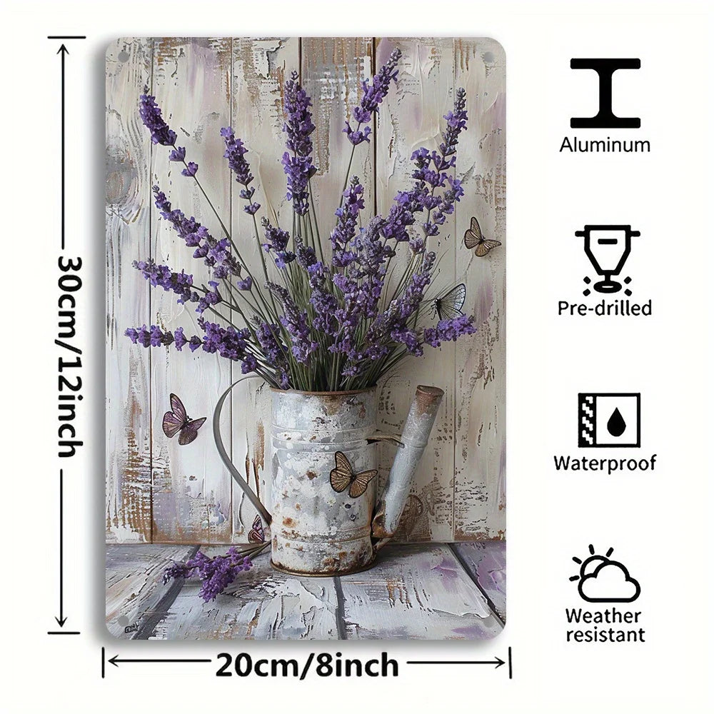 Lavender & Butterfly Iron Wall Art Sign – 8x12"