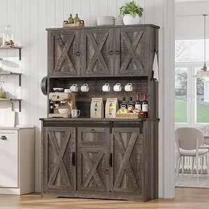 Farmhouse Kitchen Pantry Cabinet with Sliding Barn Doors