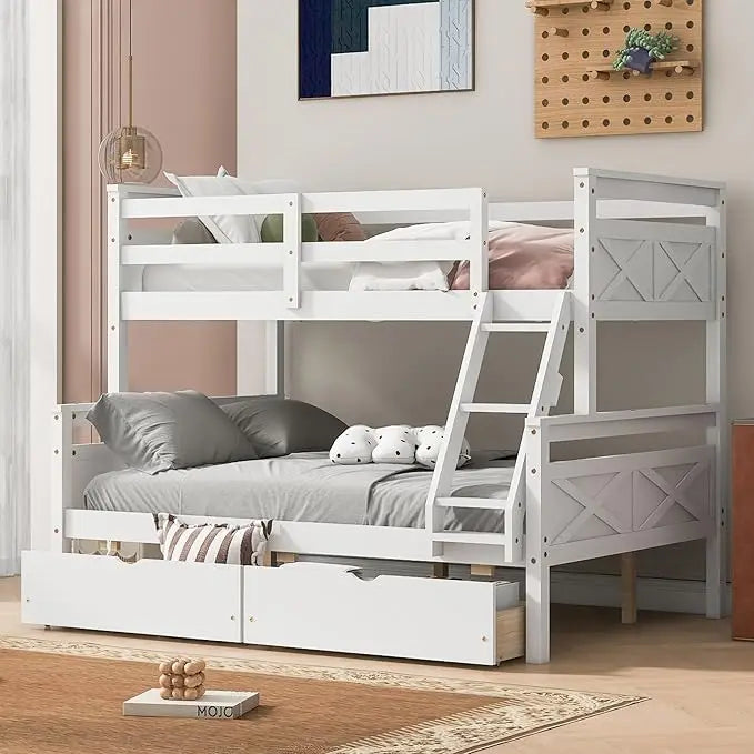 Merax Twin Over Full Bunk Bed with Storage