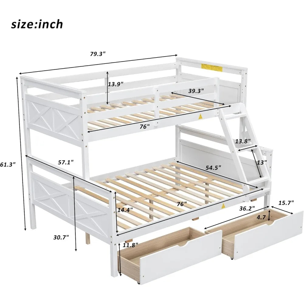 Merax Twin Over Full Bunk Bed with Storage