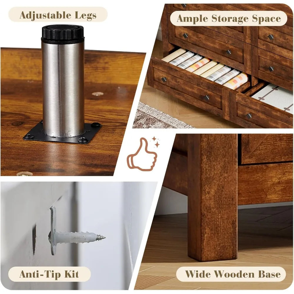 3-Piece Bedroom Dresser & Nightstand Set with Charging Station