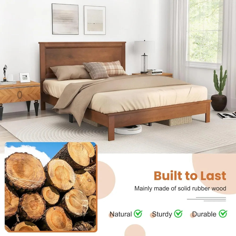 Giantex Mid-Century Full Platform Bed Frame with Headboard