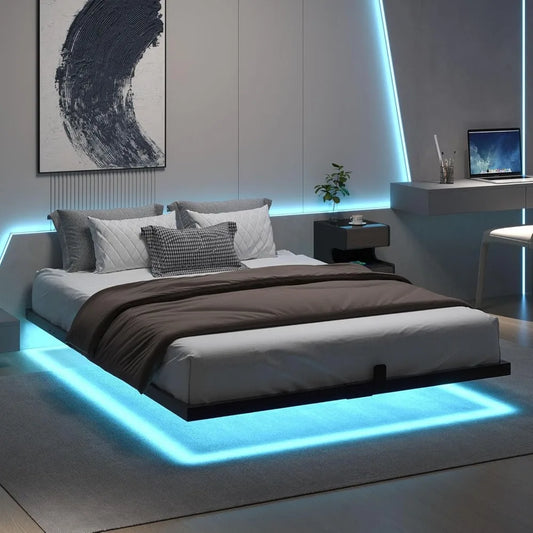 Full Size LED Metal Bed Frame – No Box Spring Needed