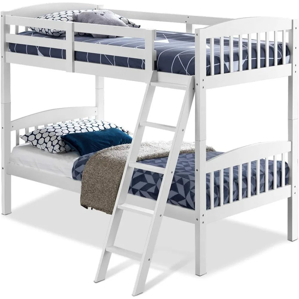 Twin Over Twin Convertible Bunk Beds – Solid Wood, Space Saving