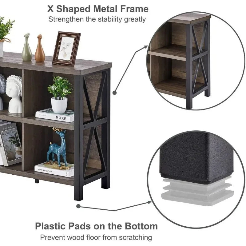 FATORRI 8-Cube Rustic Wood Bookshelf, 62"