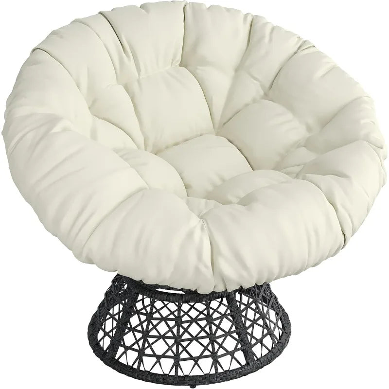 40" Swivel Wicker Papasan Chair with Cushion