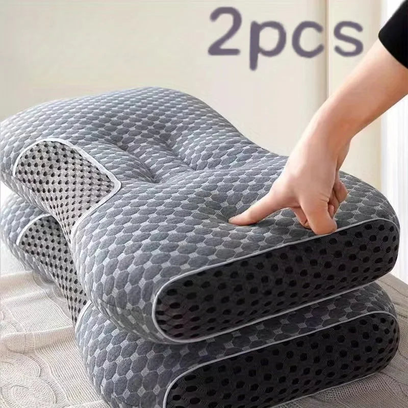 2Pcs Adjustable Ergonomic Massage Neck Pillow