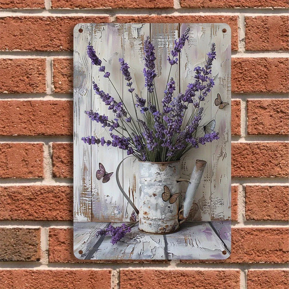 Lavender & Butterfly Iron Wall Art Sign – 8x12"