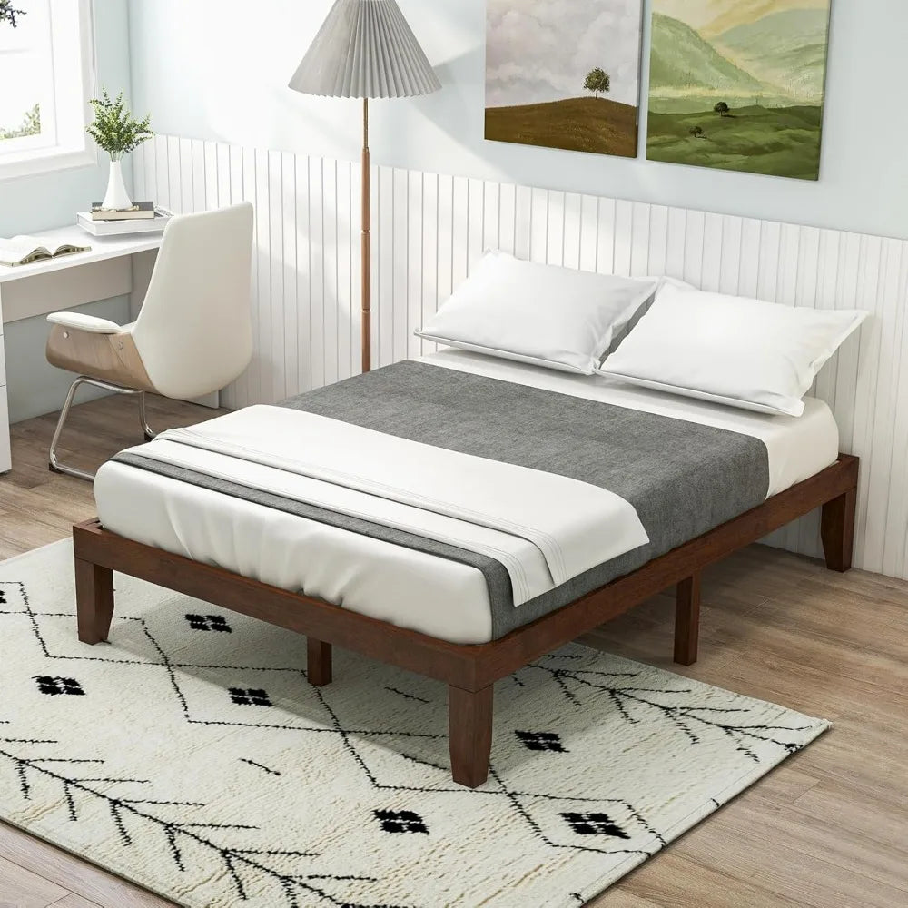Giantex 14" Full Platform Bed Frame – Solid Wood, Minimalist